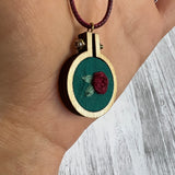 Pre-Order - Mini Embroidered Red Rose Necklace - Simply Affinity