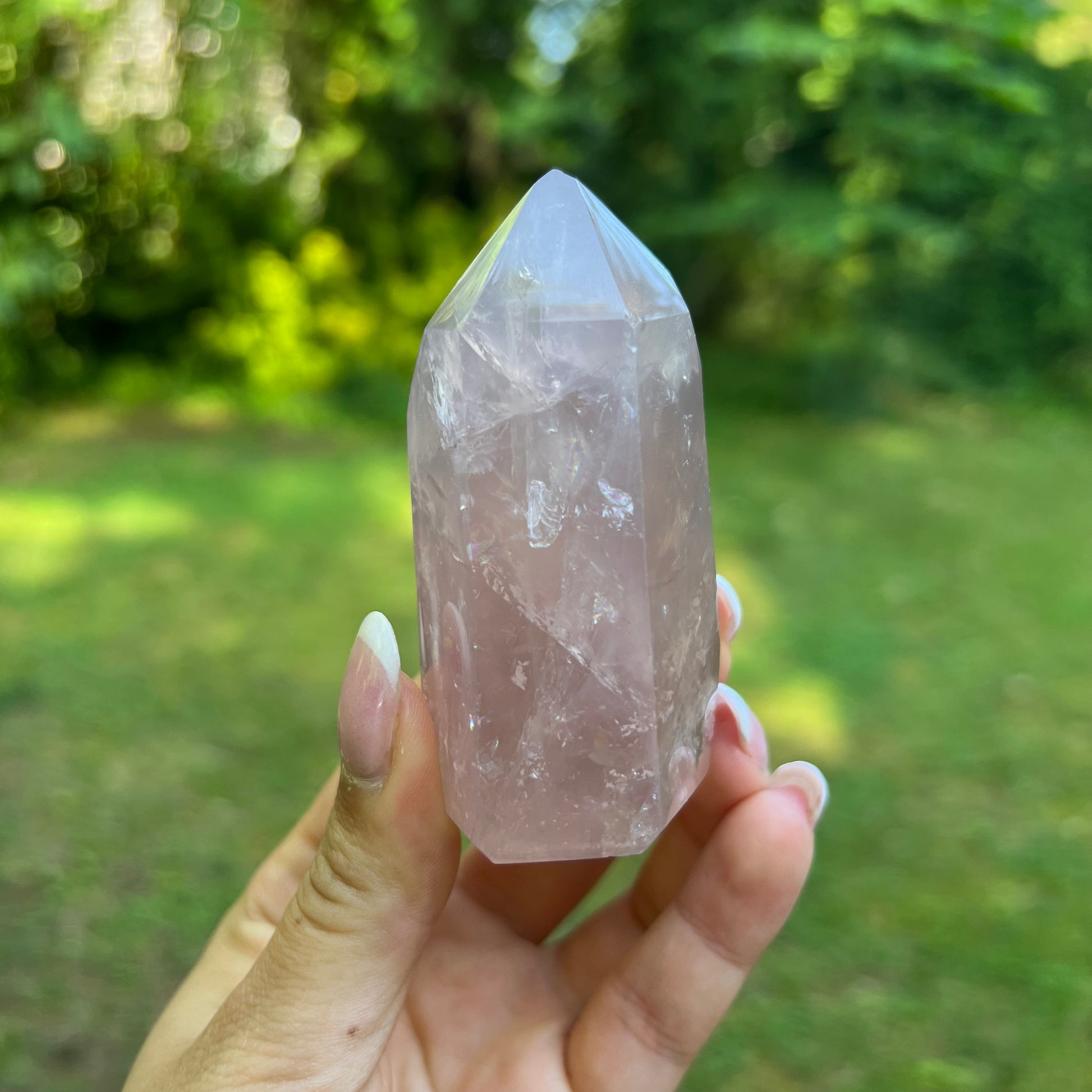 Rose Quartz Point with Rainbow Inclusions(#7) - Simply Affinity