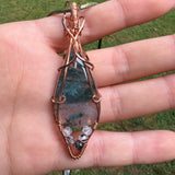 Moss Agate and Tourmalated Quartz Wire-Wrapped Pendant - Ready to Ship - Simply Affinity