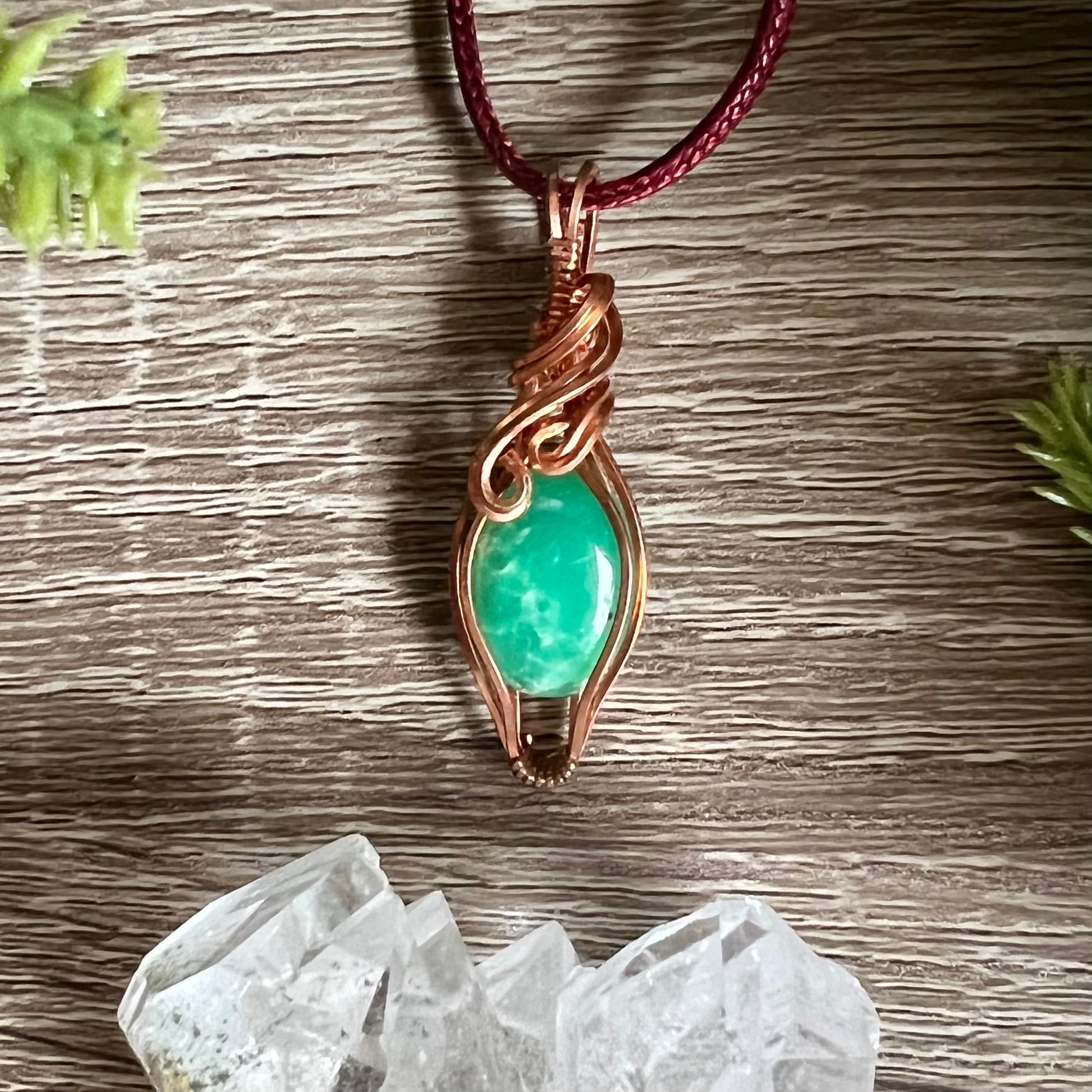 Wire-Wrapped Chrysoprase Pendant - Ready to Ship - Simply Affinity