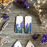 *NEW* Lavender Floral Rectangle Earrings (OOAK)