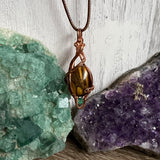 Tiger's Eye & Green Onyx Pendant Wire-Wrapped in Copper - Simply Affinity