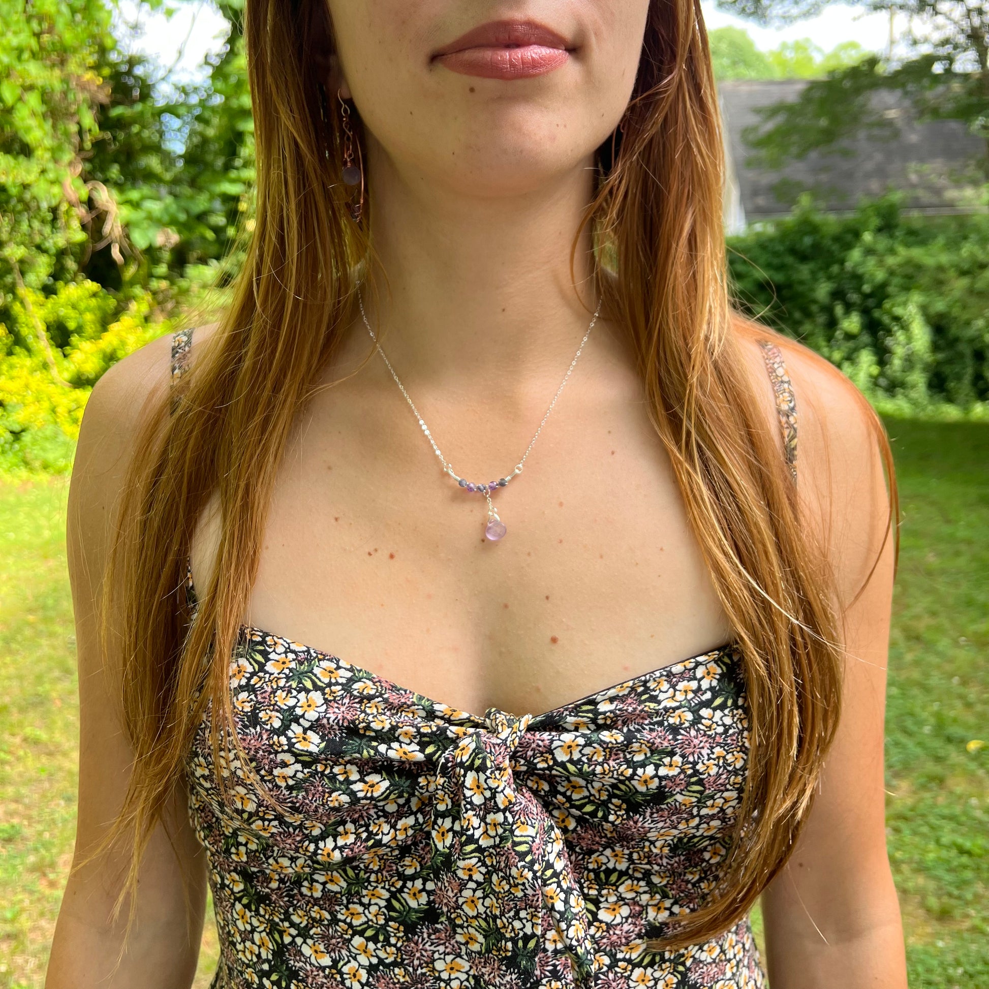 Dainty Amethyst & Iolite Necklace in Sterling Silver - Ready to Ship - Simply Affinity