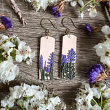 Lavender Floral Rectangle Earrings (OOAK)