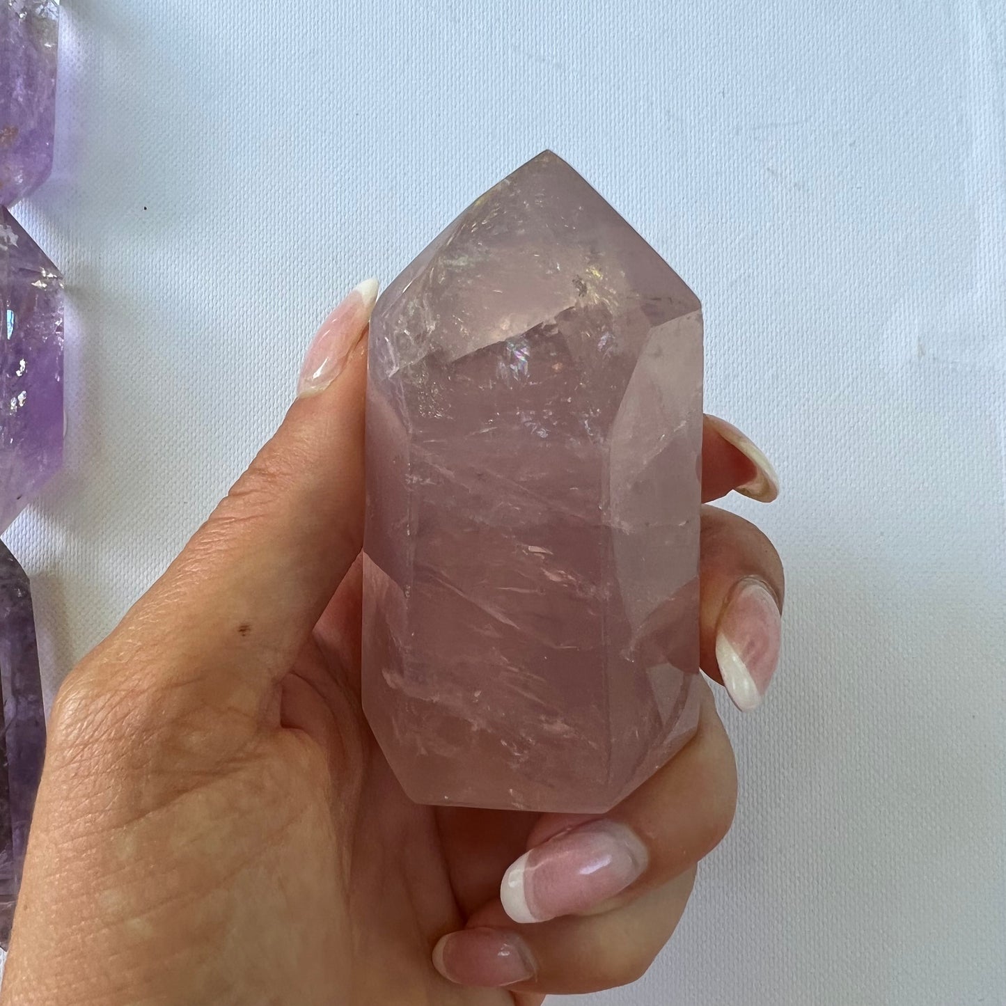 Rose Quartz Point with Rainbow Inclusions(#7) - Simply Affinity
