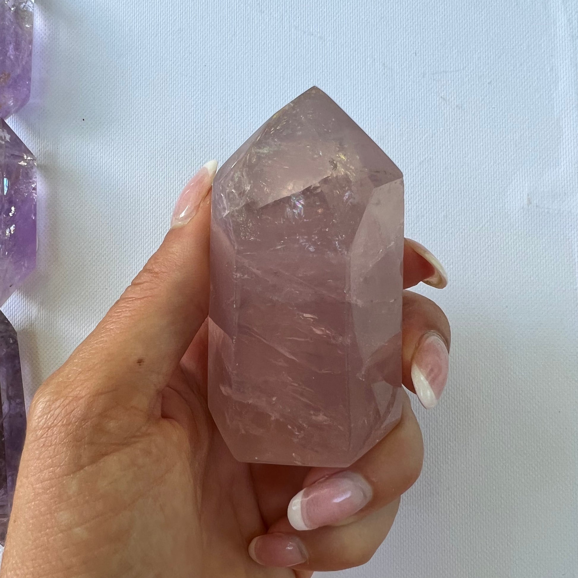 Rose Quartz Point with Rainbow Inclusions(#7) - Simply Affinity