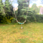 Dainty Turquoise and Herkimer Diamond Necklace in Sterling Silver - Ready to Ship - Simply Affinity