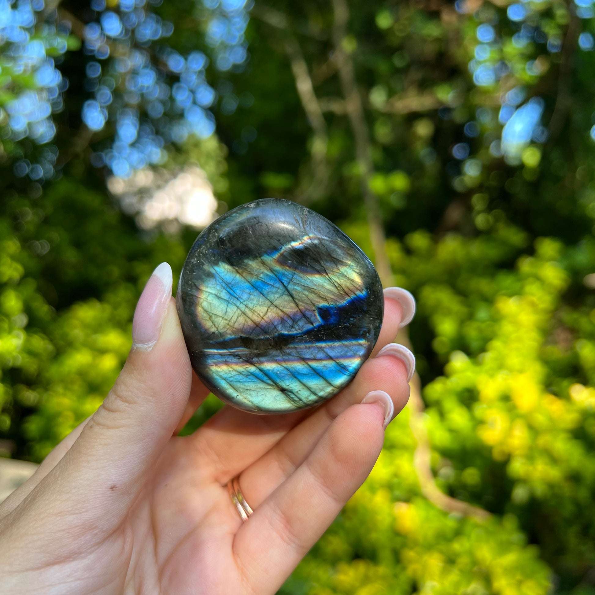 Rainbow Labradorite Palm Stone (#319) - Simply Affinity