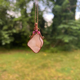 Pink Druzy and Ruby Wire-Wrapped Pendant - Ready to Ship - Simply Affinity