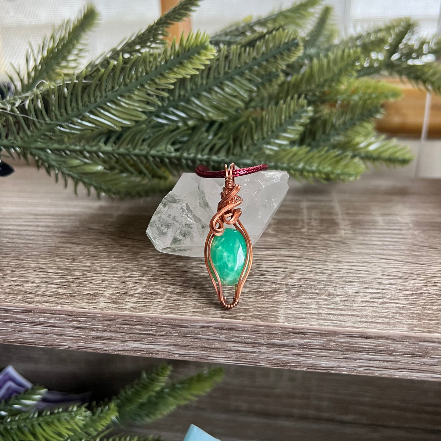 Wire-Wrapped Chrysoprase Pendant - Ready to Ship - Simply Affinity
