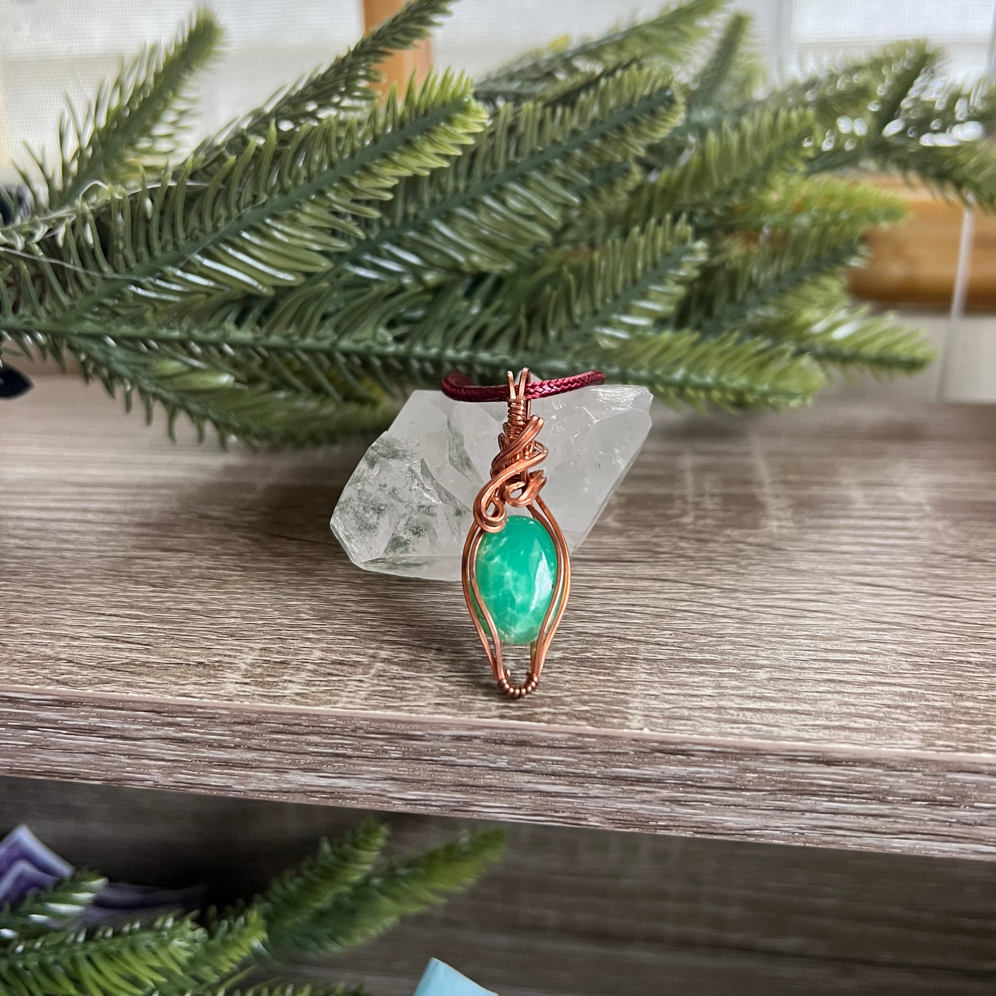 Wire-Wrapped Chrysoprase Pendant - Ready to Ship - Simply Affinity