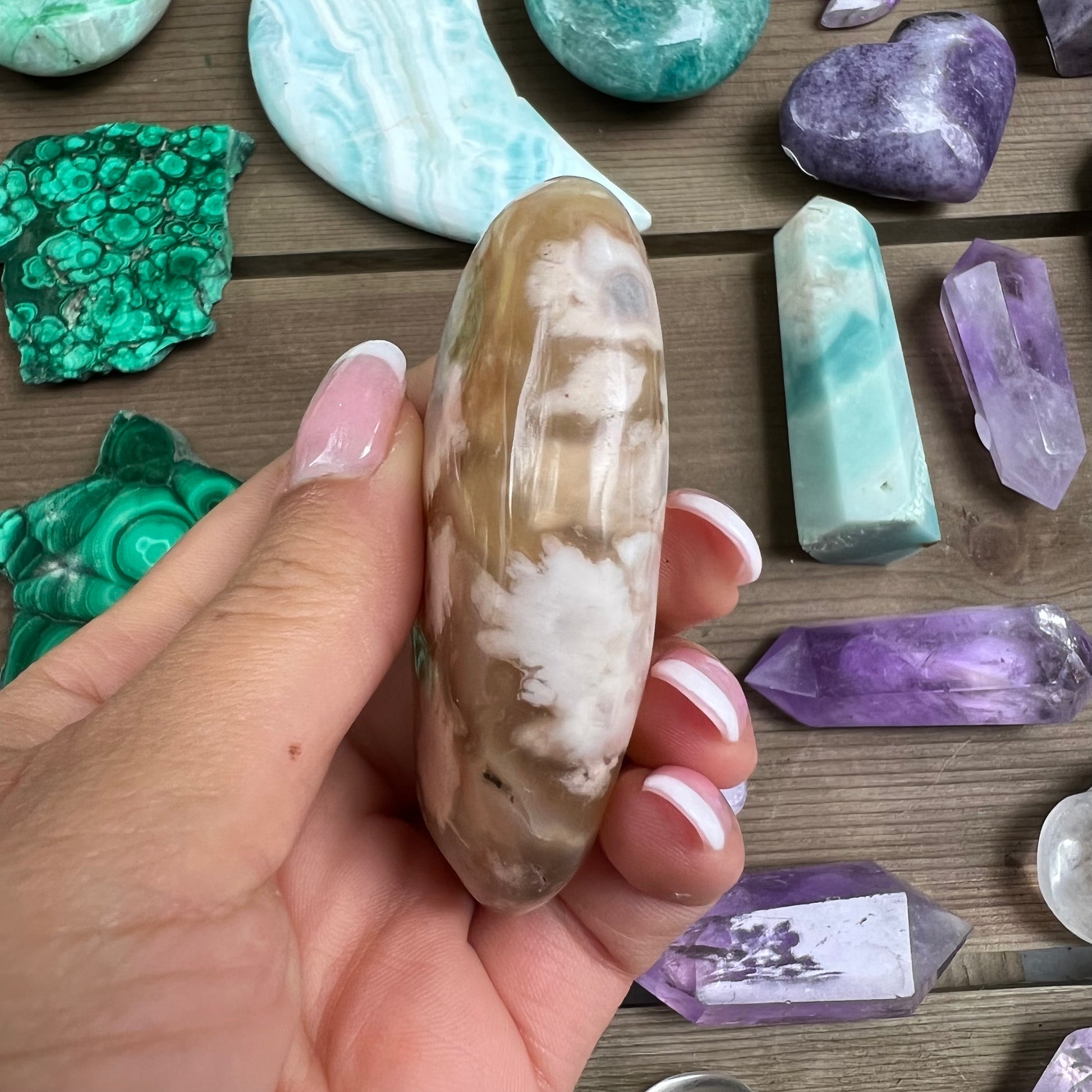 Flower Agate Palm Stone (#33) - Simply Affinity