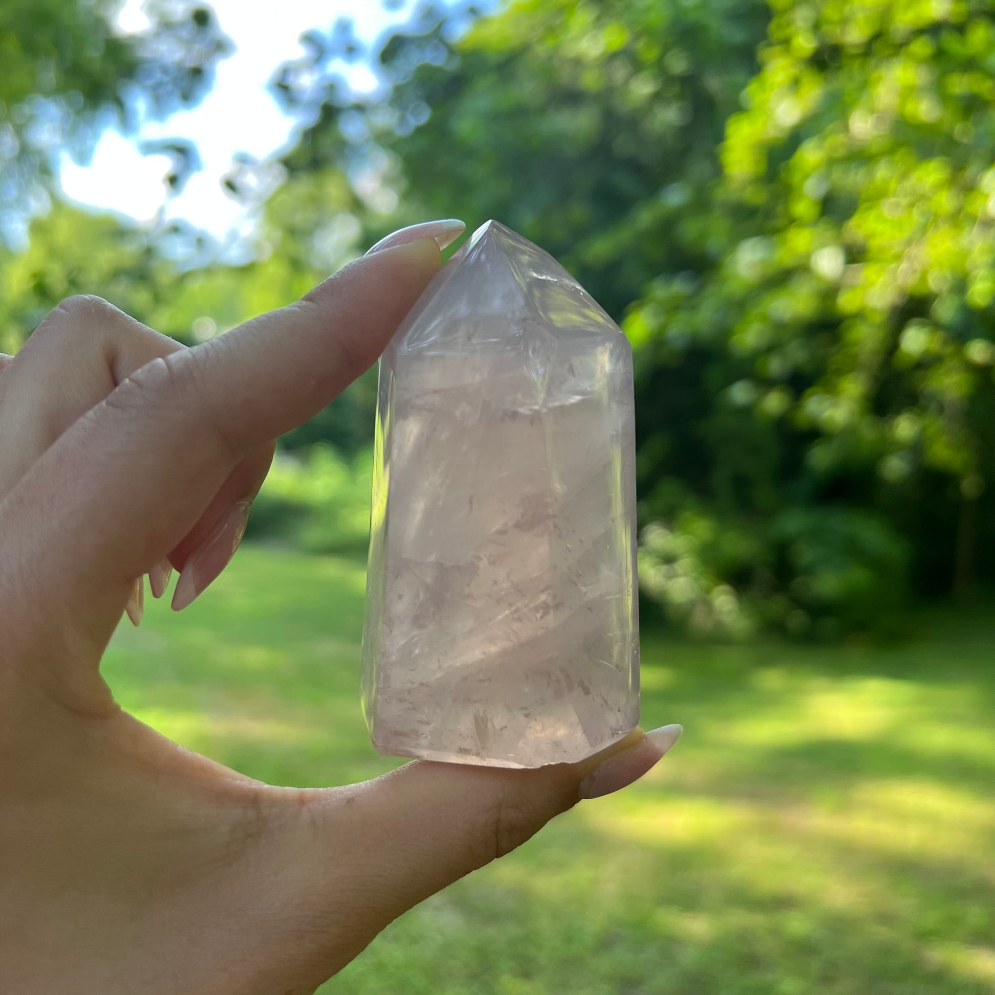 Rose Quartz Point with Rainbow Inclusions(#7) - Simply Affinity