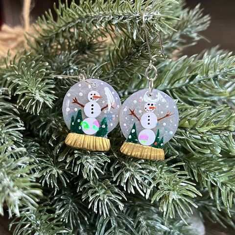 Snowmen Snow globes - Polymer Clay Earrings - Simply Affinity