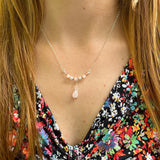PRE-ORDER - Dainty Aquamarine, Morganite, and Rose Quartz Necklace in Sterling Silver/Rose Gold Fill - Simply Affinity