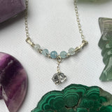 Dainty Aquamarine and Herkimer Diamond Necklace in Sterling Silver - Ready to Ship - Simply Affinity