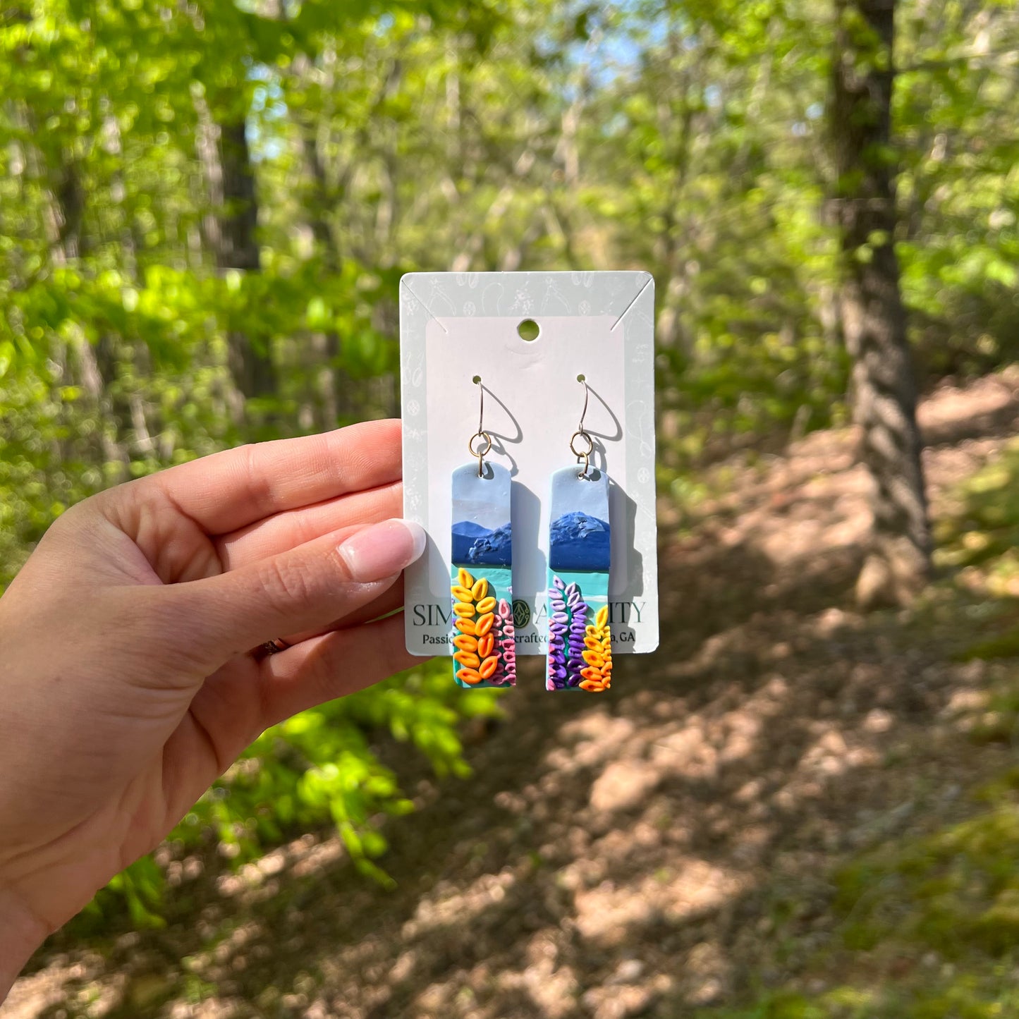 *NEW* Lakeside Floral Rectangle Earrings (OOAK)