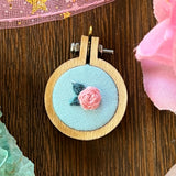 Mini Embroidered Pink Rose Necklace - Simply Affinity