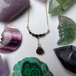 Dainty Black Spinel and Smoky Quartz Necklace in Sterling Silver and Gold Fill - Ready to Ship - Simply Affinity