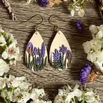 Lavender Floral Teardrop Earrings (OOAK)