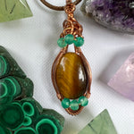 Wire-Wrapped Tiger's Eye & Green Onyx Pendant - Ready to Ship - Simply Affinity