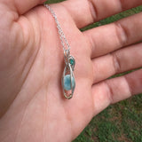 Mini Larimar & Turquoise Wire-Wrapped Pendant on Sterling Silver Chain - Simply Affinity