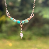 Dainty Turquoise and Herkimer Diamond Necklace in Sterling Silver - Ready to Ship - Simply Affinity