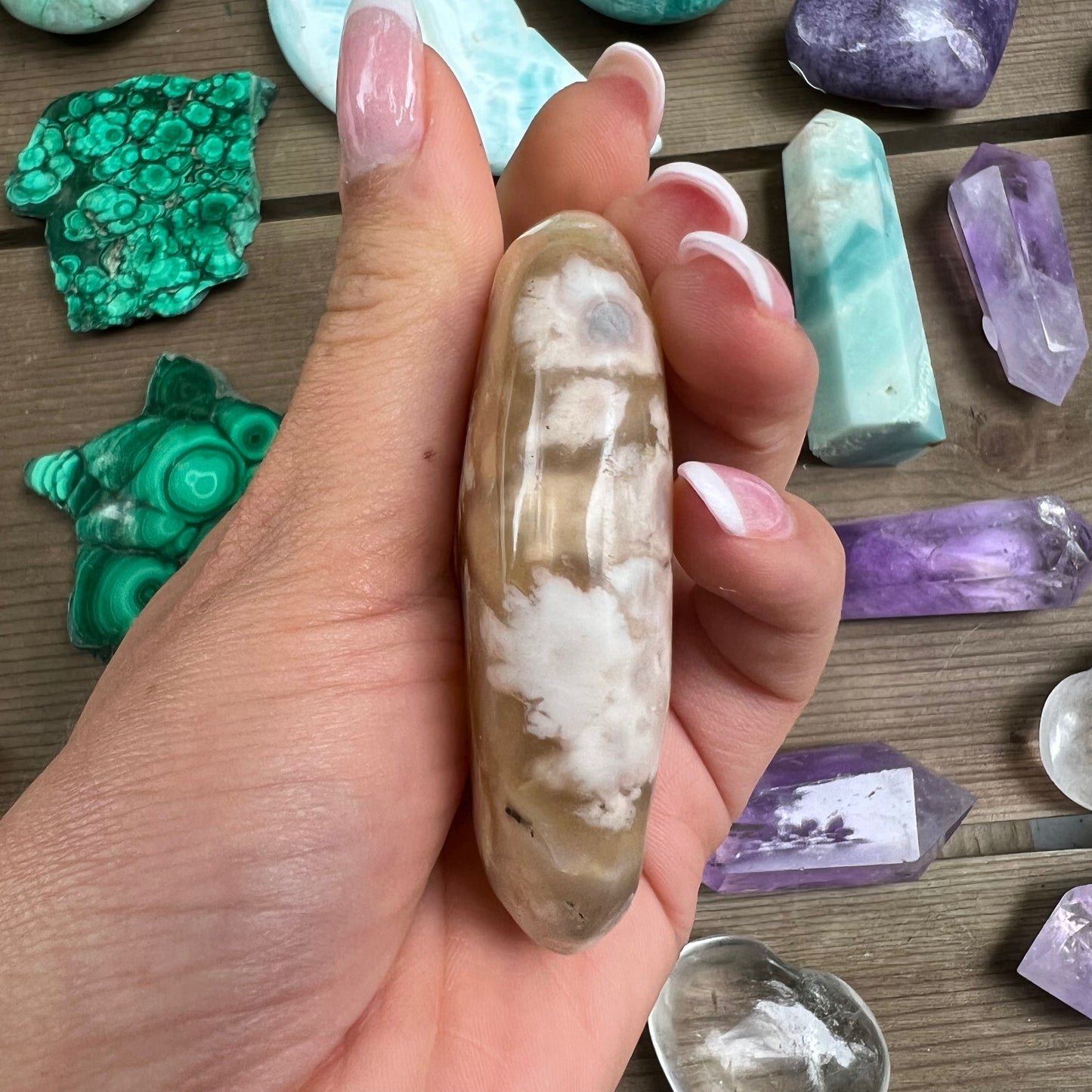 Flower Agate Palm Stone (#33) - Simply Affinity