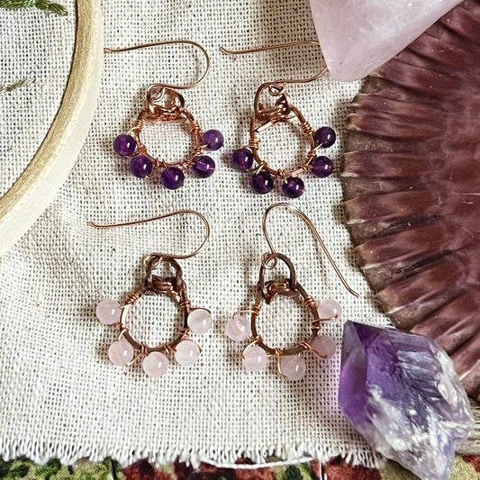 Lucky Amethyst or Rose Quartz Earrings - Simply Affinity