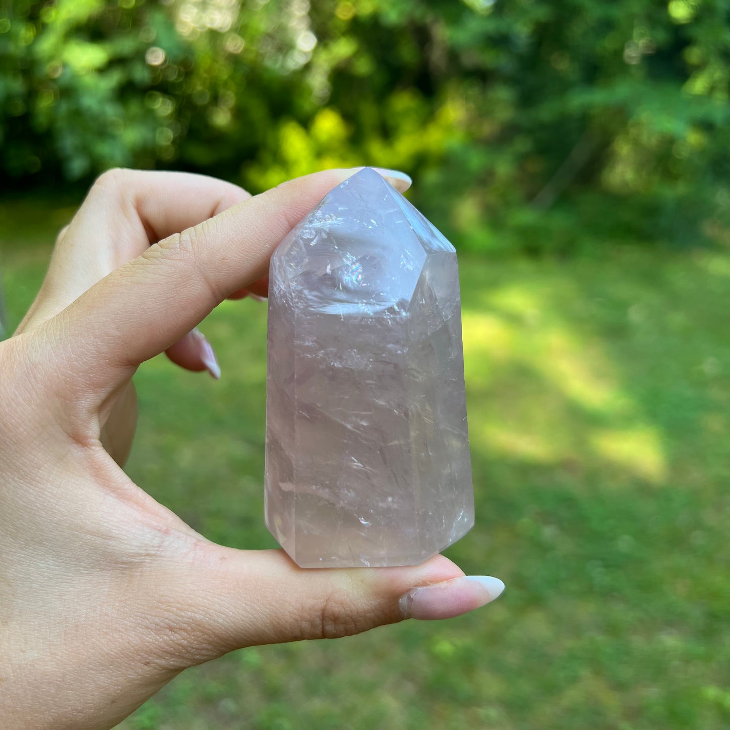 Rose Quartz Point with Rainbow Inclusions(#7) - Simply Affinity