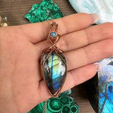 Blue Labradorite and Apatite Wire-Wrapped Pendant - Ready to Ship - Simply Affinity