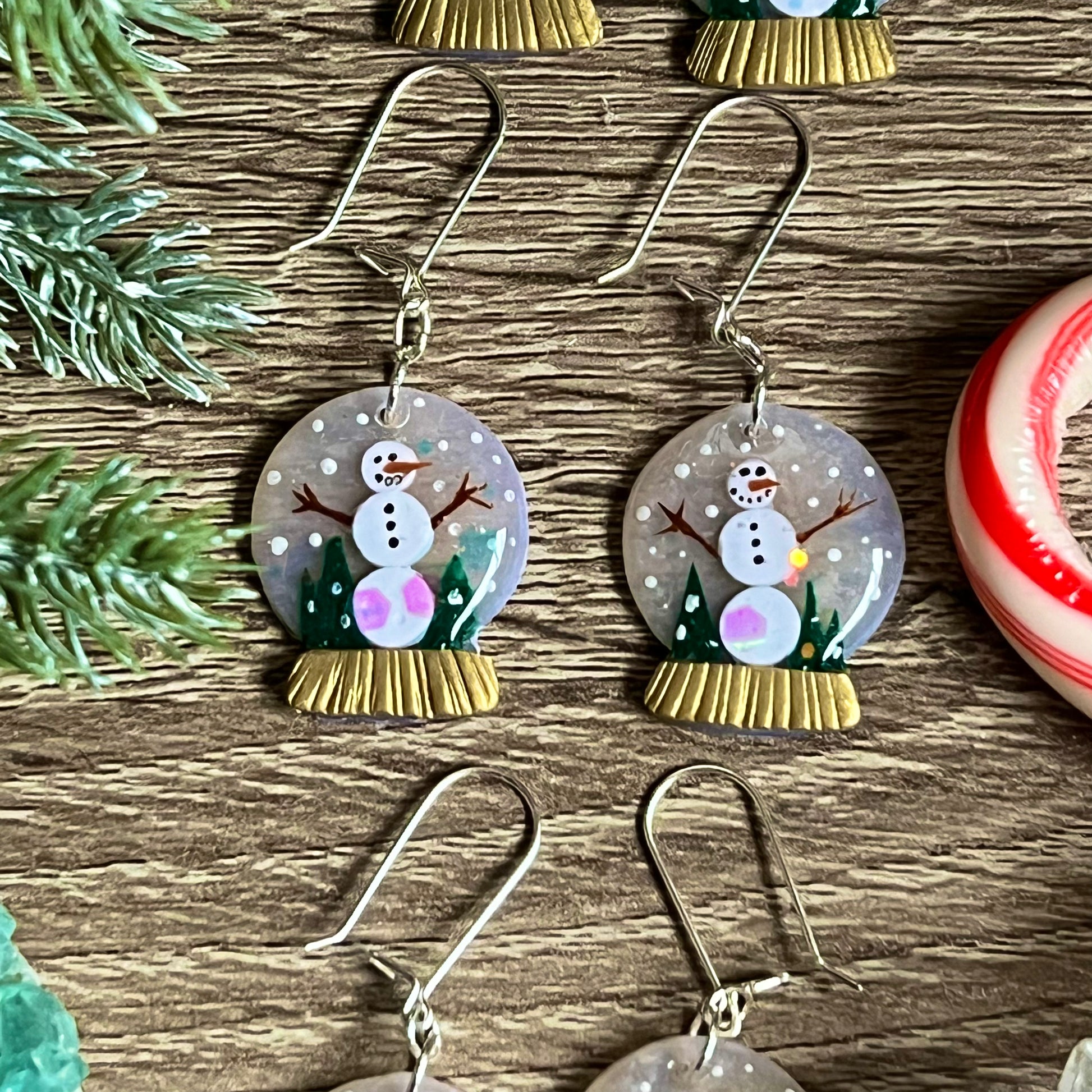 Snowmen Snow globes - Polymer Clay Earrings - Simply Affinity