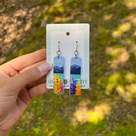 *NEW* Lakeside Floral Rectangle Earrings (OOAK)
