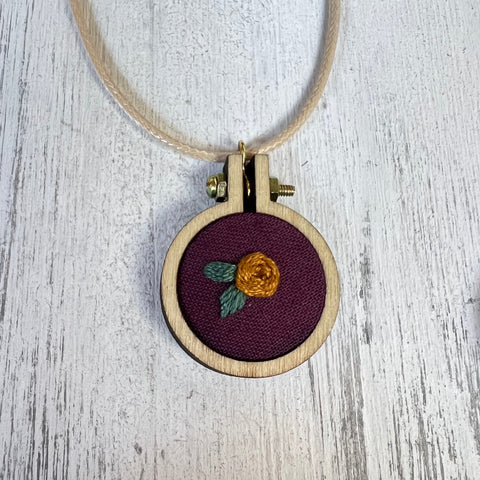 Mini Embroidered Yellow Rose Necklace - Simply Affinity