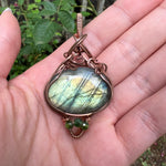 Green Labradorite and Chrome Diopside Wire-Wrapped Pendant - Simply Affinity