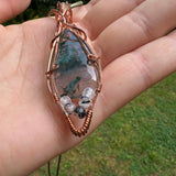 Moss Agate and Tourmalated Quartz Wire-Wrapped Pendant - Ready to Ship - Simply Affinity