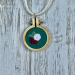 Mini Embroidered Red and White Rose Necklace - Simply Affinity