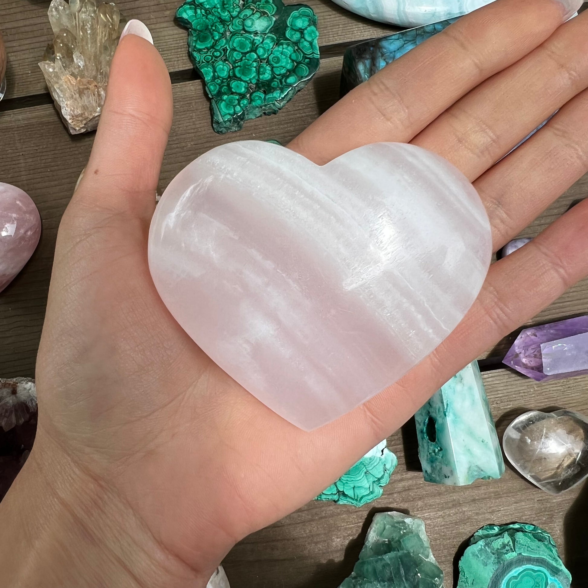 Pink Mangano Calcite Heart - FLUORESCENT (#1) - Simply Affinity