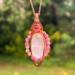 Rose Quartz, Ruby, and Pink Tourmaline Wire-Wrapped Pendant - Ready to Ship - Simply Affinity