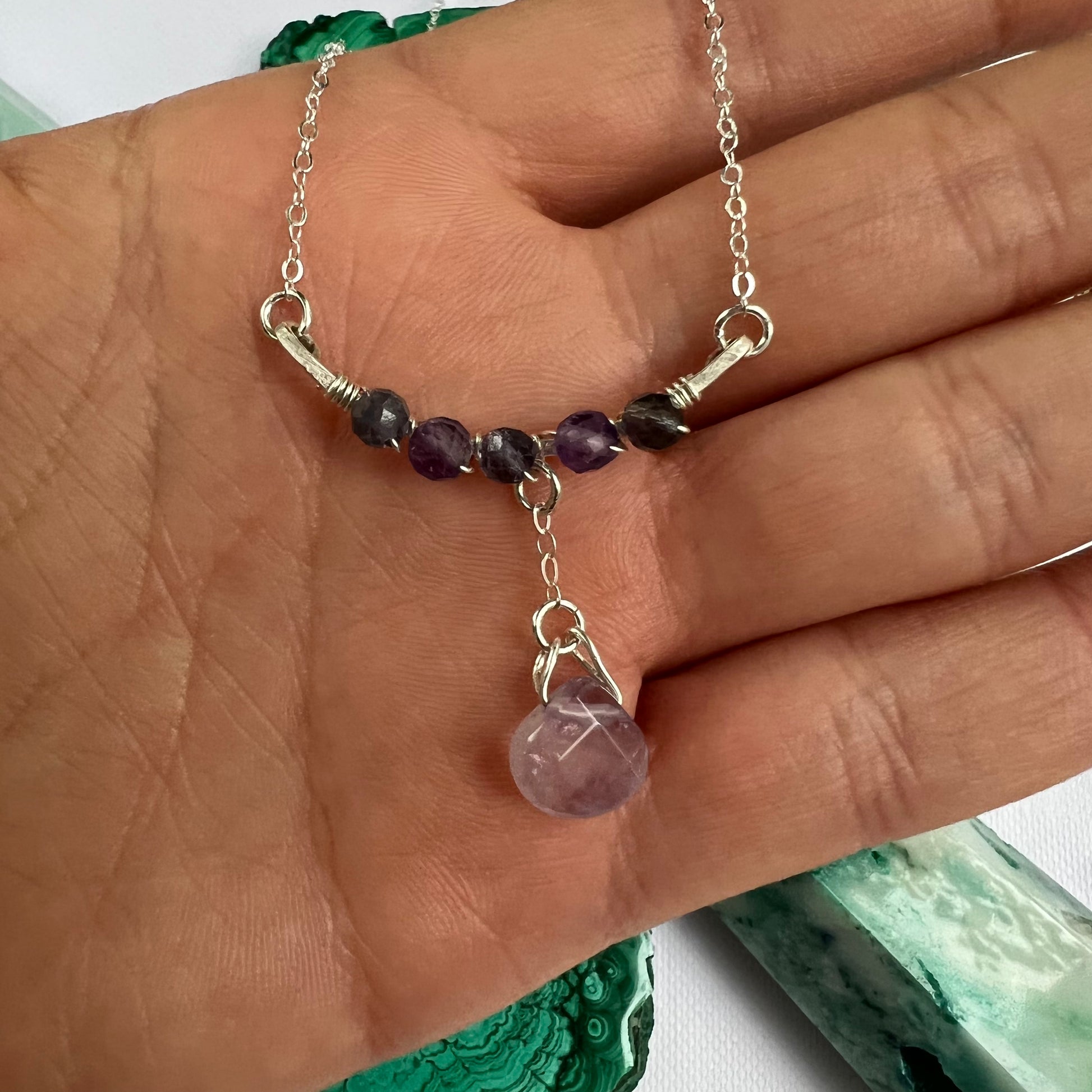 Dainty Amethyst & Iolite Necklace in Sterling Silver - Ready to Ship - Simply Affinity