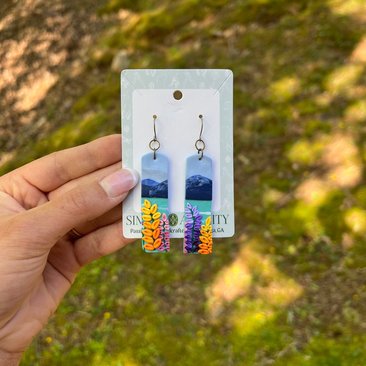 *NEW* Lakeside Floral Rectangle Earrings (OOAK)