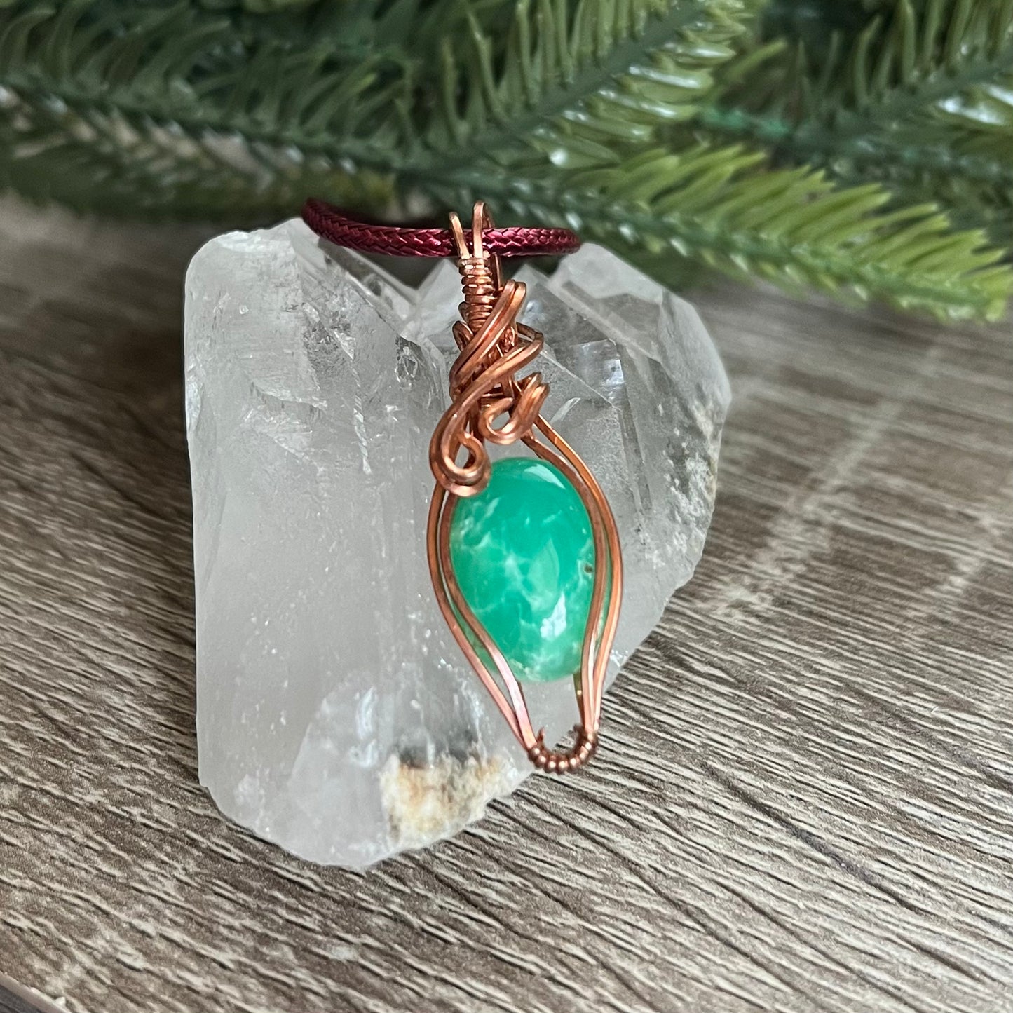 Wire-Wrapped Chrysoprase Pendant - Ready to Ship - Simply Affinity