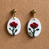 Red Rose Earrings - Hand-Sculpted - Simply Affinity