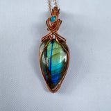 Blue Labradorite and Apatite Wire-Wrapped Pendant - Ready to Ship - Simply Affinity