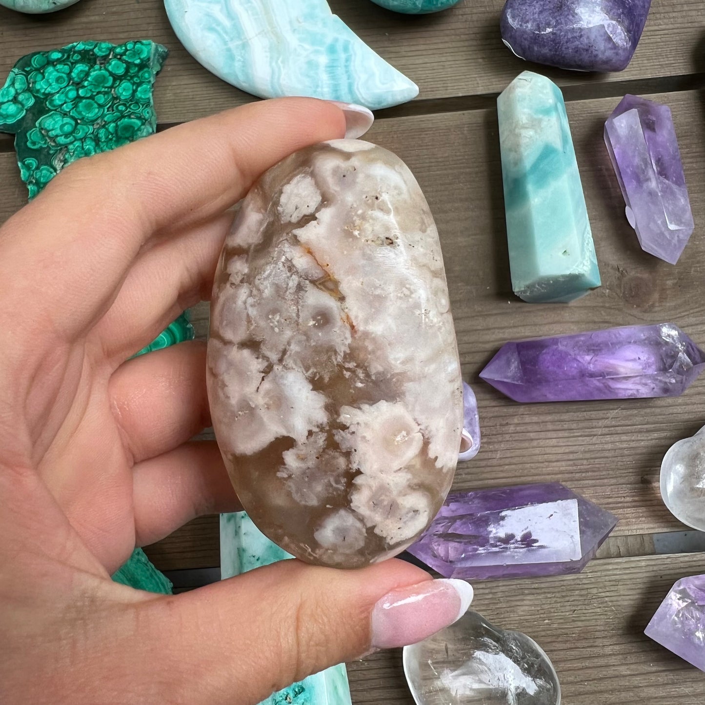 Flower Agate Palm Stone (#33) - Simply Affinity