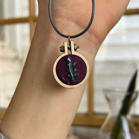 Mini Embroidered Fern Necklace - Simply Affinity