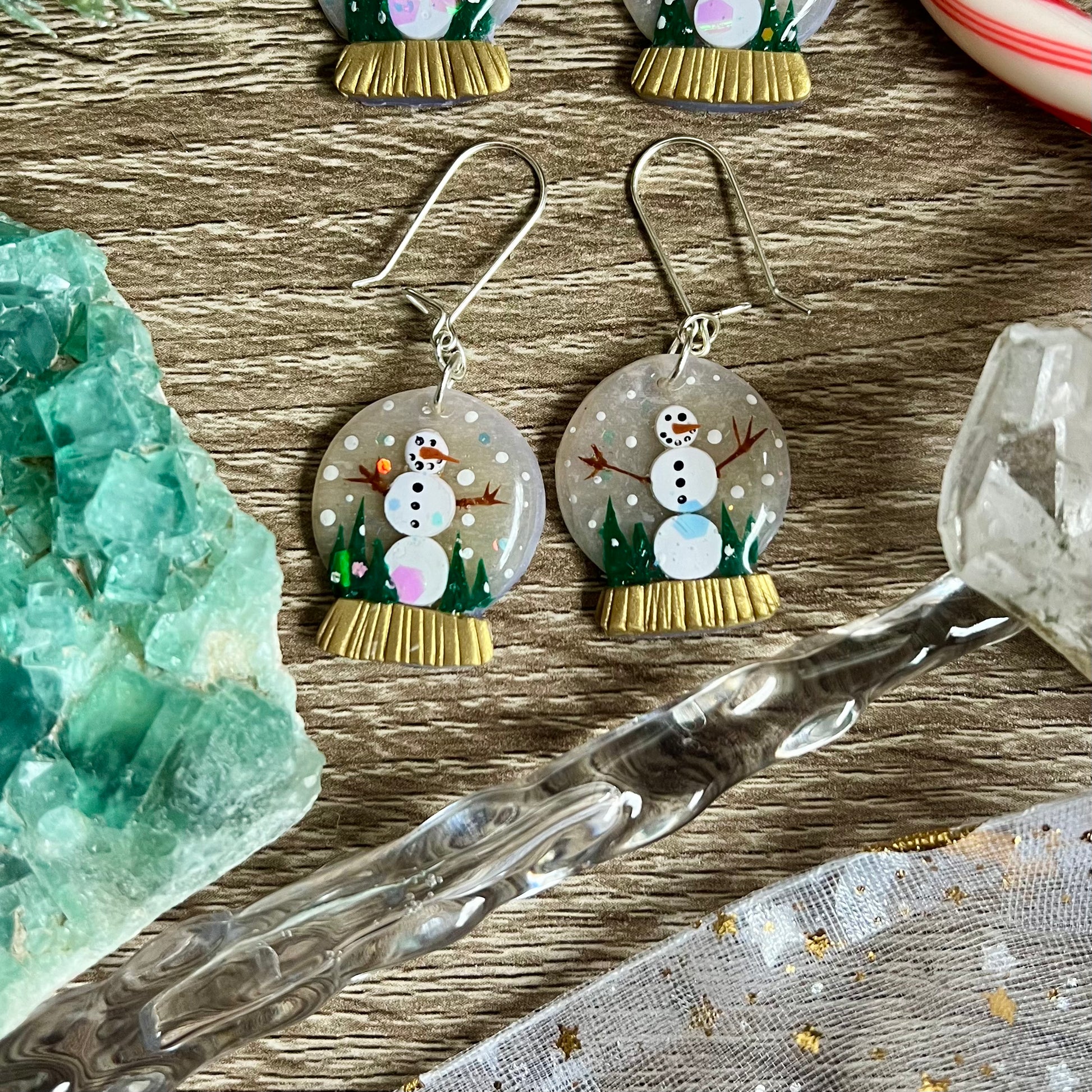 Snowmen Snow globes - Polymer Clay Earrings - Simply Affinity