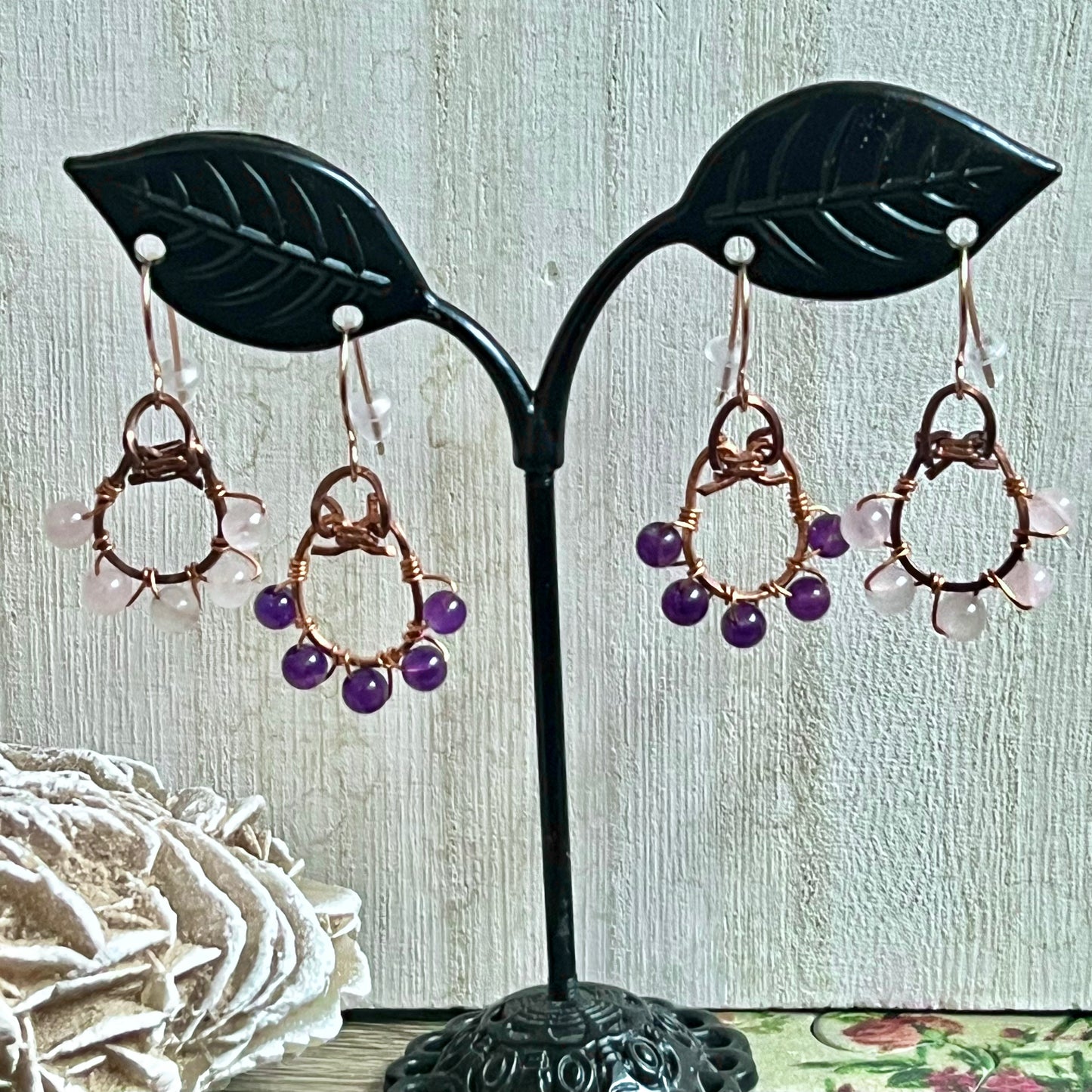 Lucky Amethyst or Rose Quartz Earrings - Simply Affinity