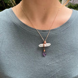 Handmade Wire-Wrapped Double Terminated Quartz & Amethyst Pendant - Simply Affinity