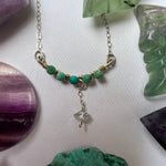 Dainty Turquoise and Herkimer Diamond Necklace in Sterling Silver - Ready to Ship - Simply Affinity